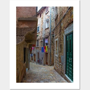 Back Street in Rovinj Old Town, Croatia Posters and Art